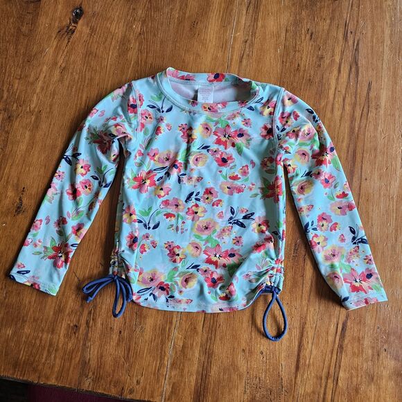 RuffleButts Little Girls Long Sleeve Floral Rash Guard Size 5 - Picture 3 of 5